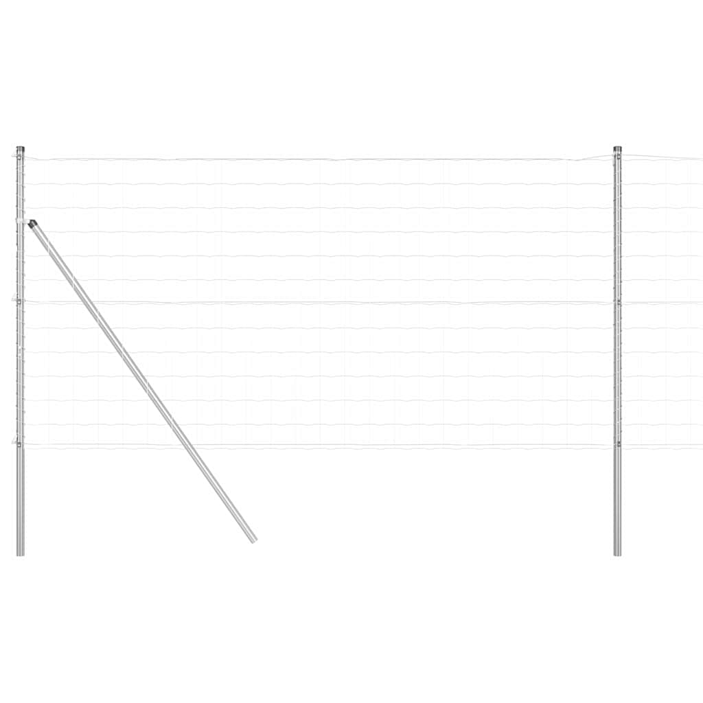 Zaun mit Pfosten Silber 1 x 25 m Stahl und PVC