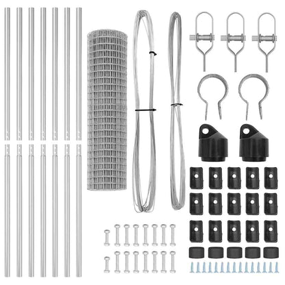 Zaun mit Pfosten Silber 1 x 25 m Stahl und PVC