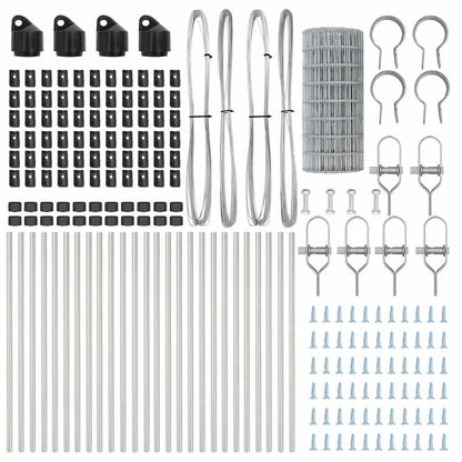 Zaun mit Pfosten Silber 0,6 x 50 m Stahl und PVC