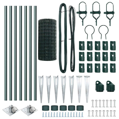 Zaun mit Pfosten Grün 0,8 x 10 m Stahl und PVC