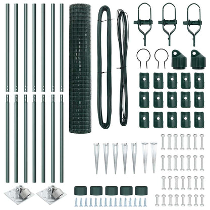 Zaun mit Pfosten Grün 1,5 x 10 m Stahl und PVC