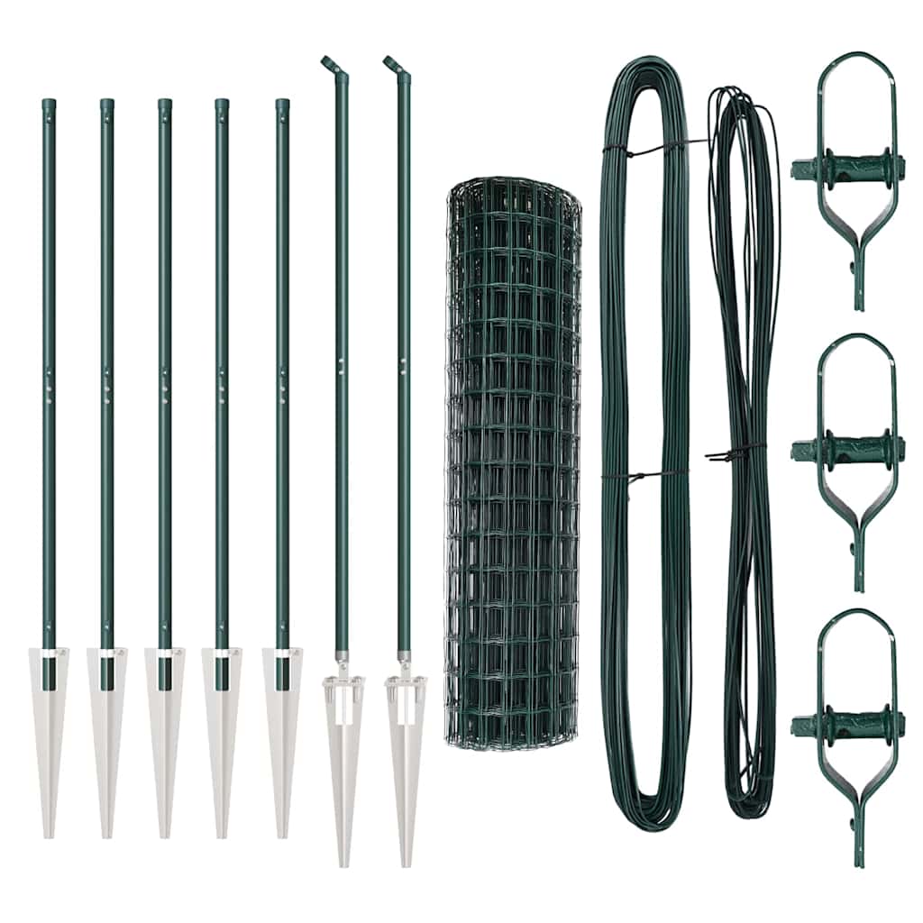 Zaun mit Pfosten Grün 1,4 x 10 m Stahl und PVC