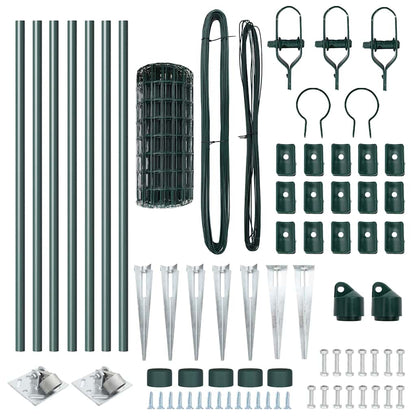 Zaun mit Pfosten Grün 0,6 x 10 m Stahl und PVC