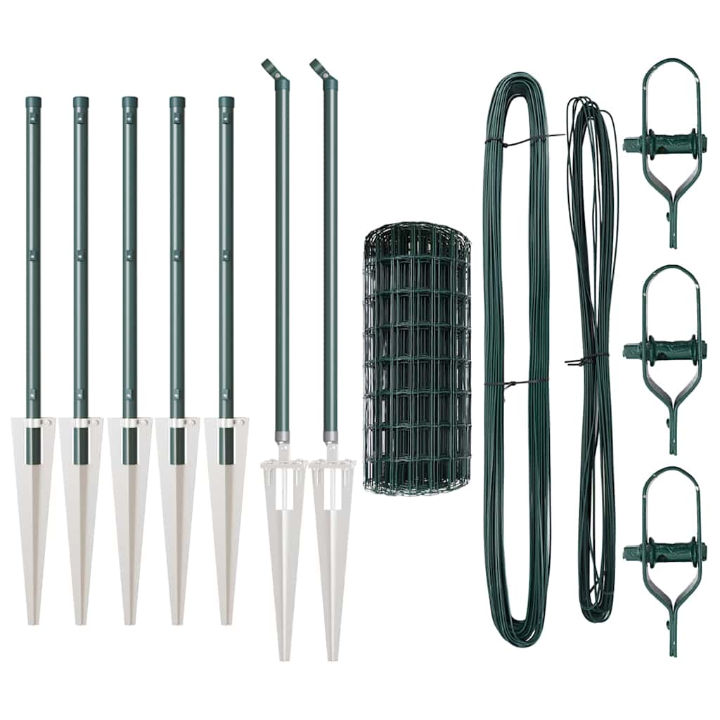 Zaun mit Pfosten Grün 0,8 x 10 m Stahl und PVC