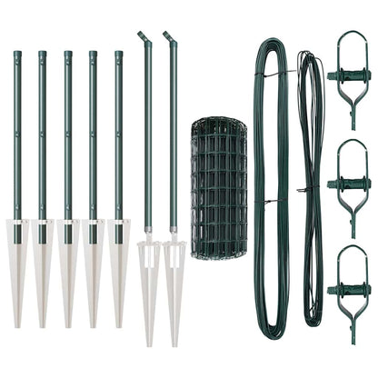 Zaun mit Pfosten Grün 0,8 x 10 m Stahl und PVC