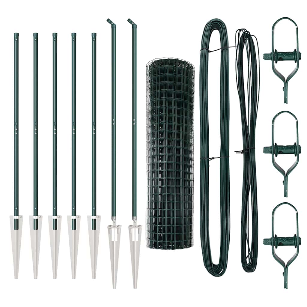 Zaun mit Pfosten Grün 1,2 x 10 m Stahl