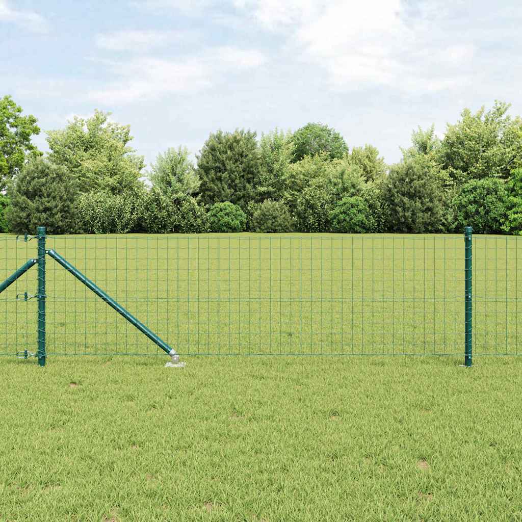 Zaun mit Pfosten Grün 0,6 x 25 m Stahl und PVC