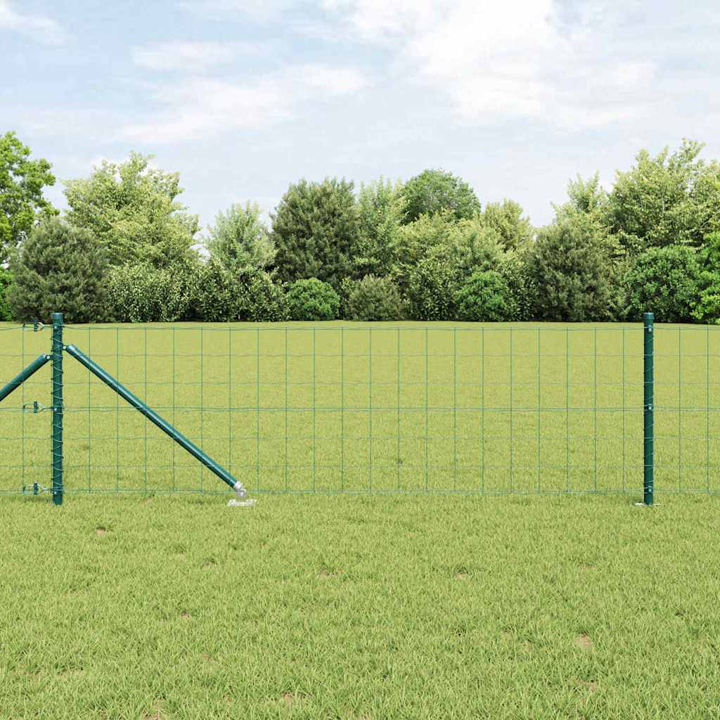 Zaun mit Pfosten Grün 0,4 x 25 m Stahl und PVC