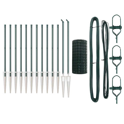 Zaun mit Pfosten Grün 0,4 x 25 m Stahl und PVC