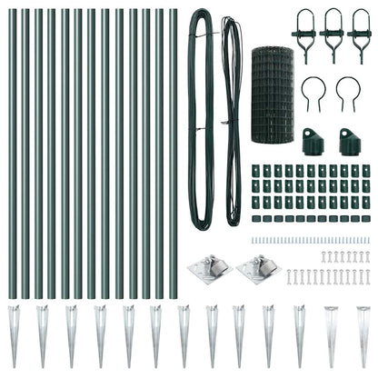 Zaun mit Pfosten Grün 0,4 x 25 m Stahl und PVC