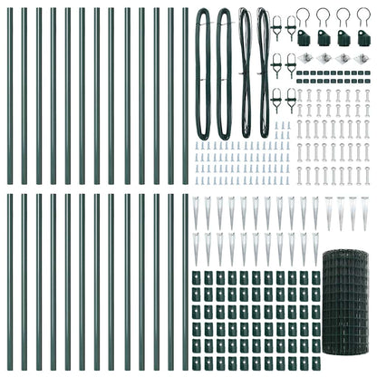Zaun mit Pfosten Grün 0,4 x 50 m Stahl und PVC