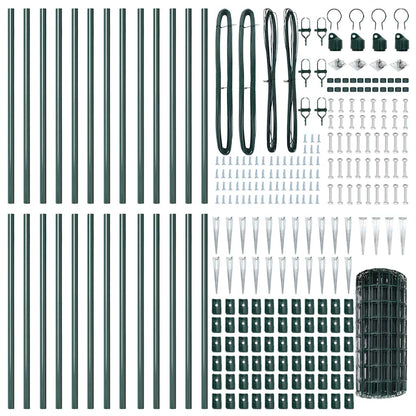 Zaun mit Pfosten Grün 0,6 x 50 m Stahl und PVC