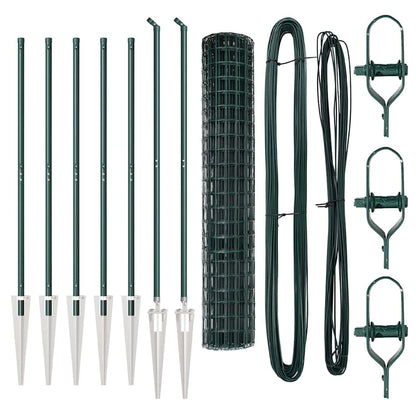 Zaun mit Pfosten Grün 1,6 x 10 m Stahl und PVC