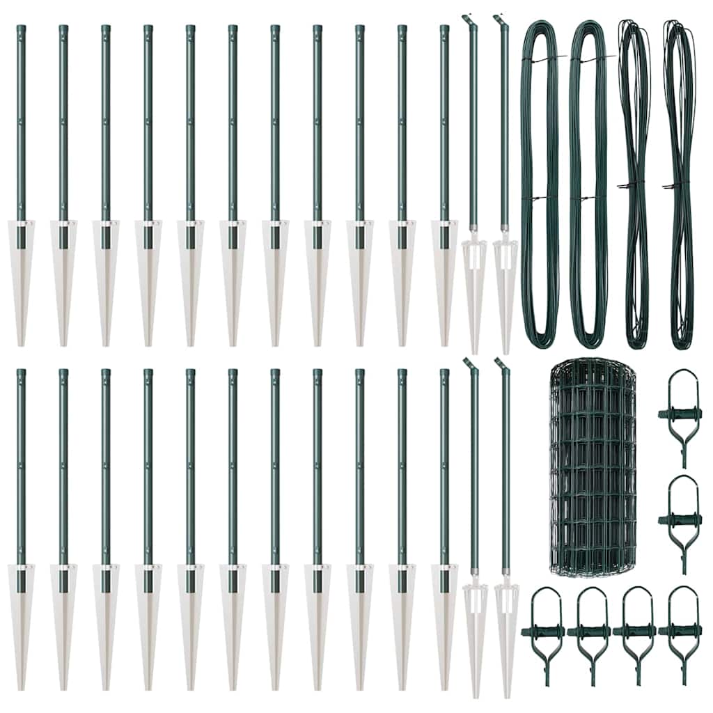 Zaun mit Pfosten Grün 0,6 x 50 m Stahl und PVC