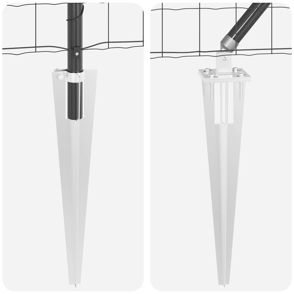 Zaun mit Pfosten Grau 0,8 x 10 m Stahl und PVC