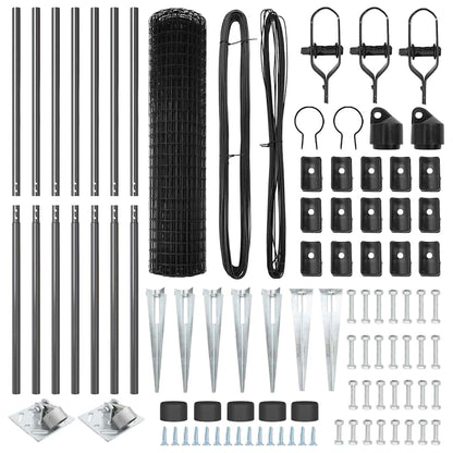 Zaun mit Pfosten Grau 1,4 x 10 m Stahl und PVC