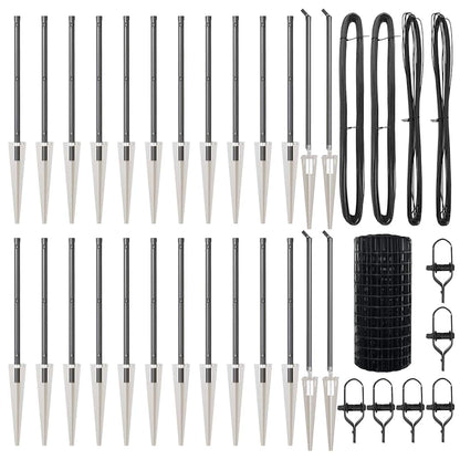 Zaun mit Pfosten Grau 0,4 x 50 m Stahl und PVC