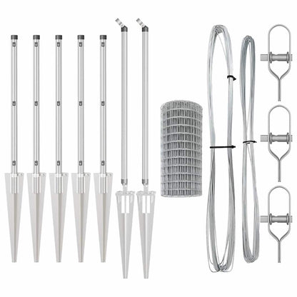 Zaun mit Pfosten Silber 0,4 x 10 m Stahl