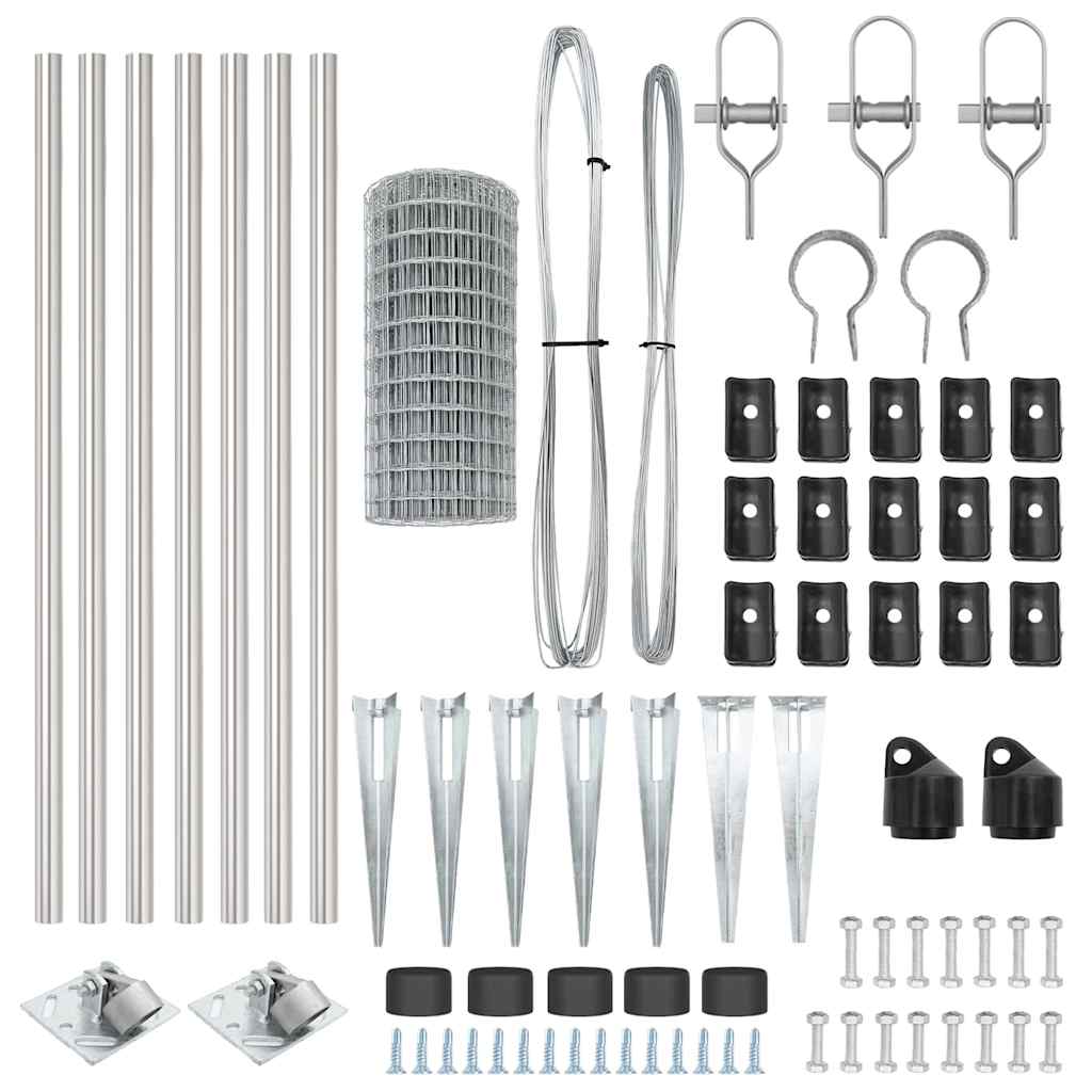 Zaun mit Pfosten Silber 0,4 x 10 m Stahl