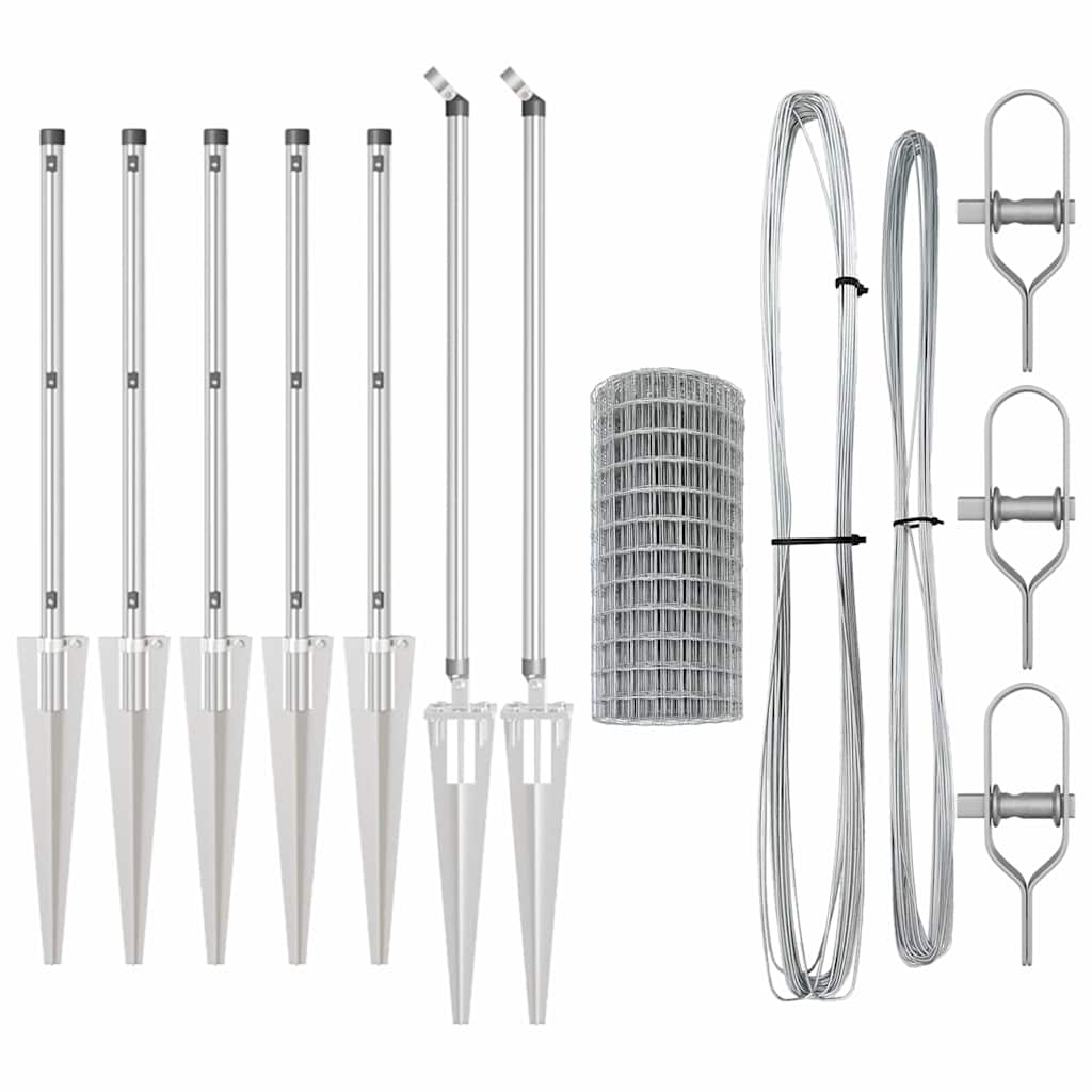 Zaun mit Pfosten Silber 0,8 x 10 m Stahl