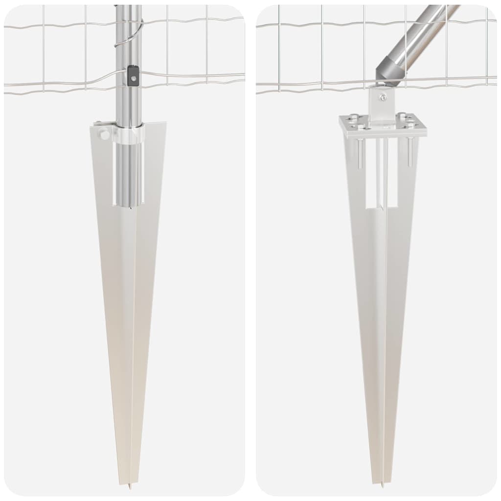 Zaun mit Pfosten Silber 1 x 10 m Stahl