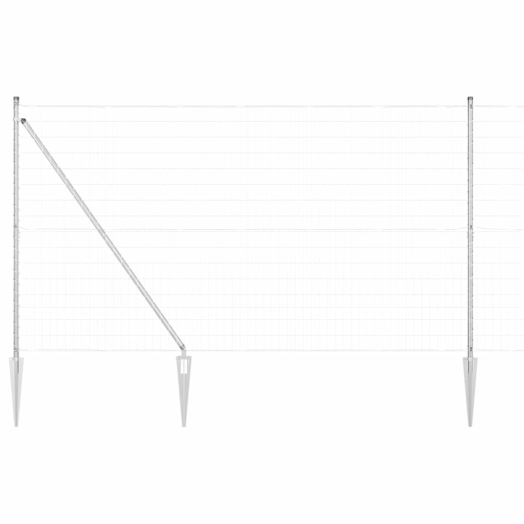 Zaun mit Pfosten Silber 1,6 x 10 m Stahl