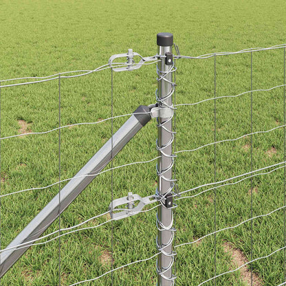 Zaun mit Pfosten Silber 0,8 x 10 m Stahl