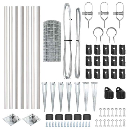 Zaun mit Pfosten Silber 1 x 10 m Stahl