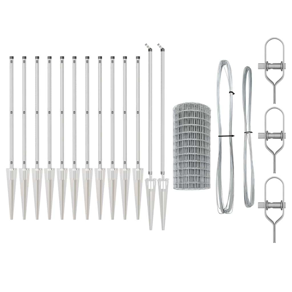 Zaun mit Pfosten Silber 0,4 x 25 m Stahl