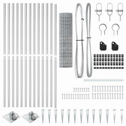 Zaun mit Pfosten Silber 1,2 x 25 m Stahl