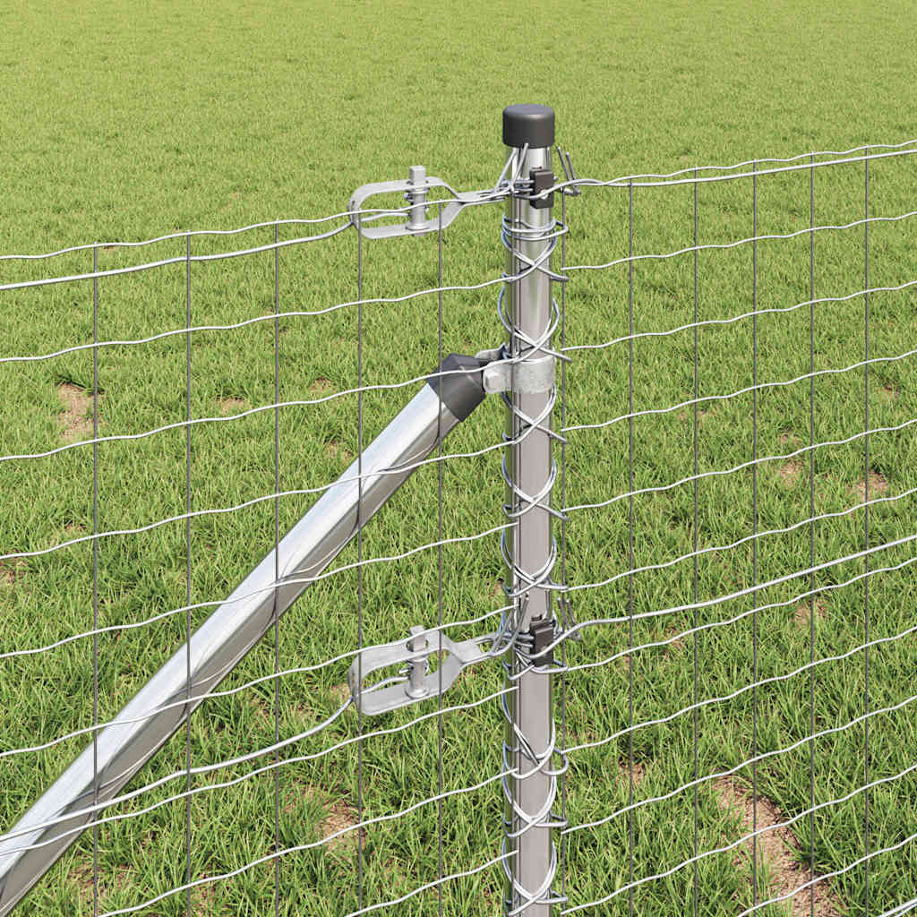 Zaun mit Pfosten Silber 0,4 x 50 m Stahl