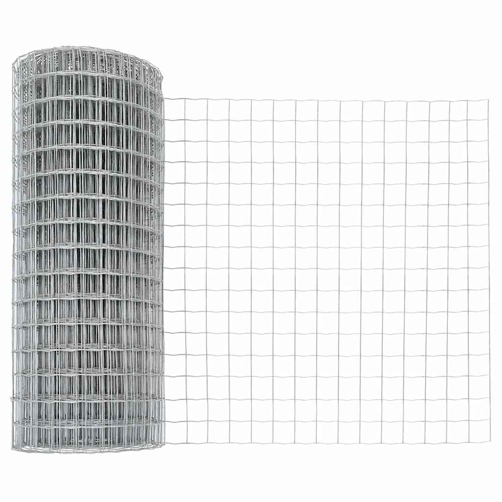 Zaun mit Pfosten Silber 0,4 x 50 m Stahl