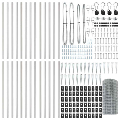 Zaun mit Pfosten Silber 0,4 x 50 m Stahl