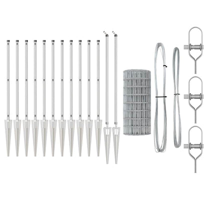 Zaun mit Pfosten Silber 0,8 x 10 m Stahl