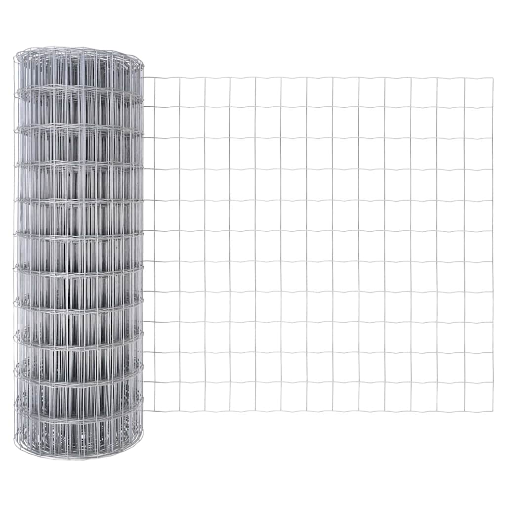 Zaun mit Pfosten Silber 0,6 x 50 m Stahl