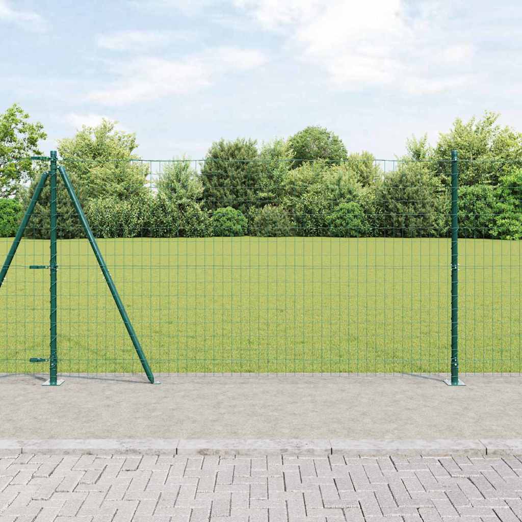 Zaun mit Pfosten Grün 1,2 x 10 m Stahl und PVC
