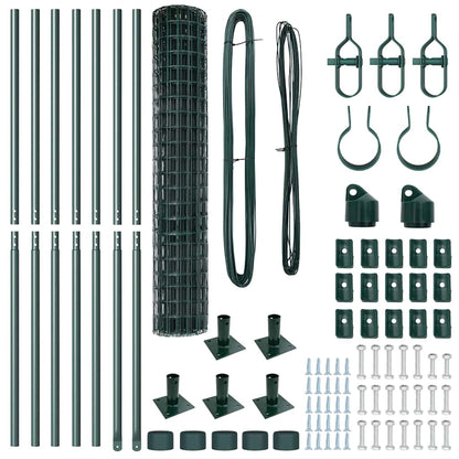 Zaun mit Pfosten Grün 1,5 x 10 m Stahl und PVC