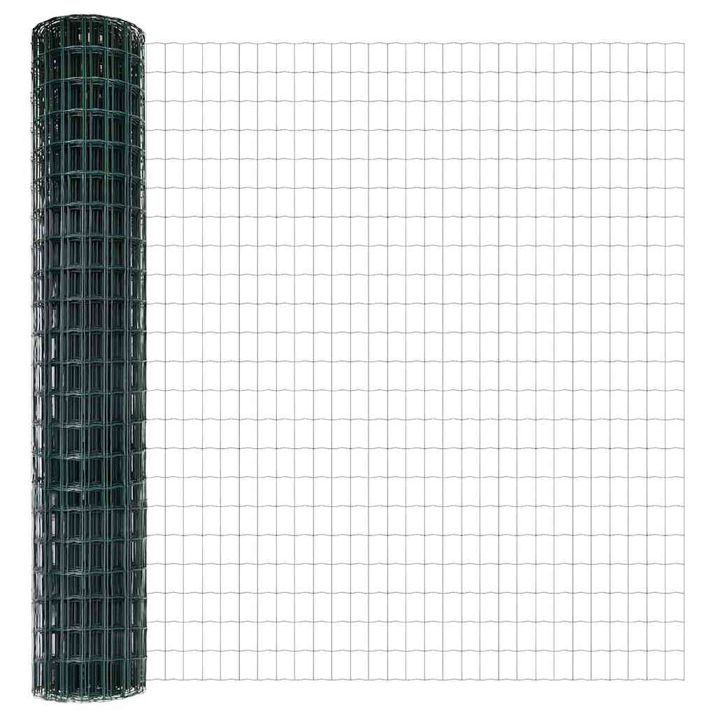 Zaun mit Pfosten Grün 1,6 x 10 m Stahl und PVC