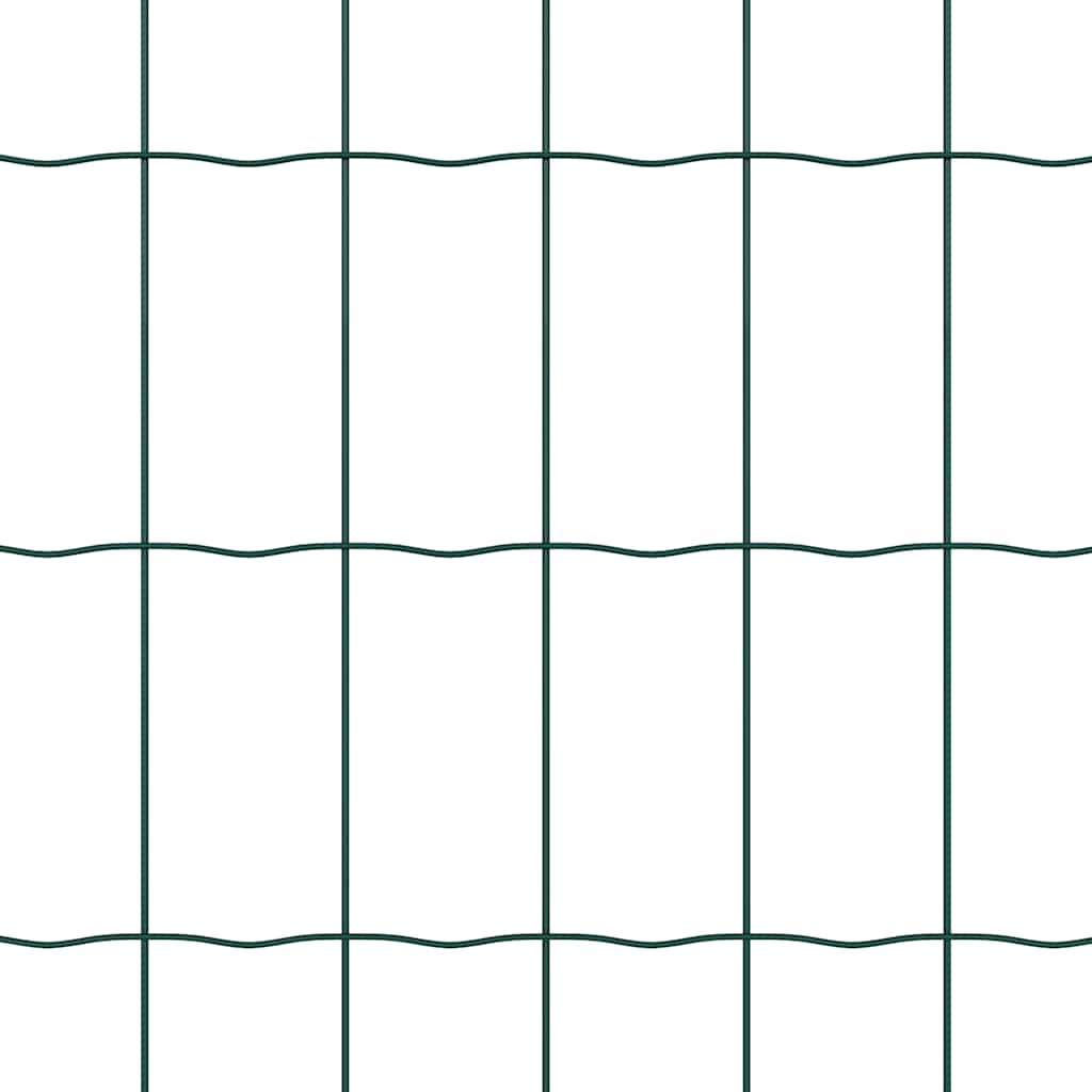 Zaun mit Pfosten Grün 0,6 x 10 m Stahl und PVC