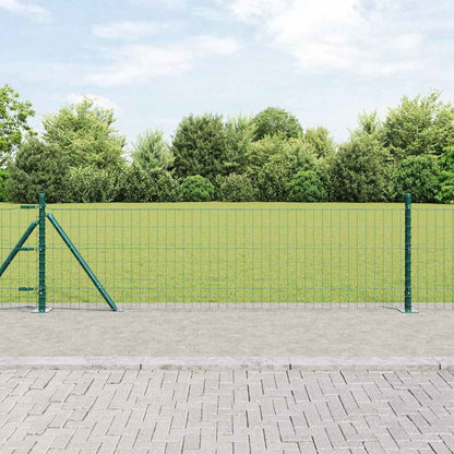 Zaun mit Pfosten Grün 0,6 x 10 m Stahl und PVC