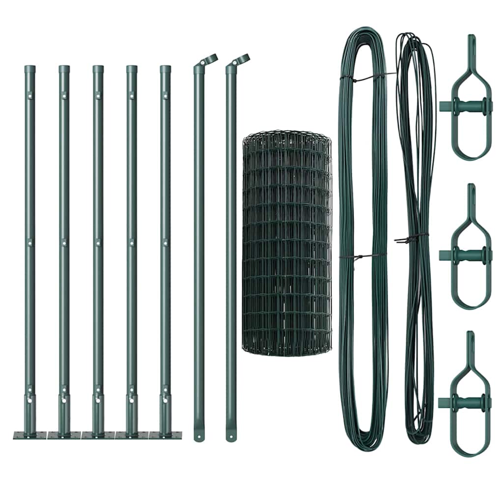 Zaun mit Pfosten Grün 0,4 x 10 m Stahl und PVC