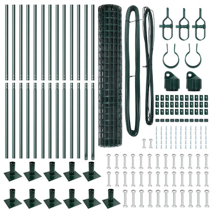 Zaun mit Pfosten Grün 1,2 x 25 m Stahl und PVC