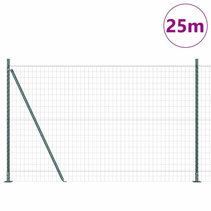 Zaun mit Pfosten Grün 1,2 x 25 m Stahl und PVC