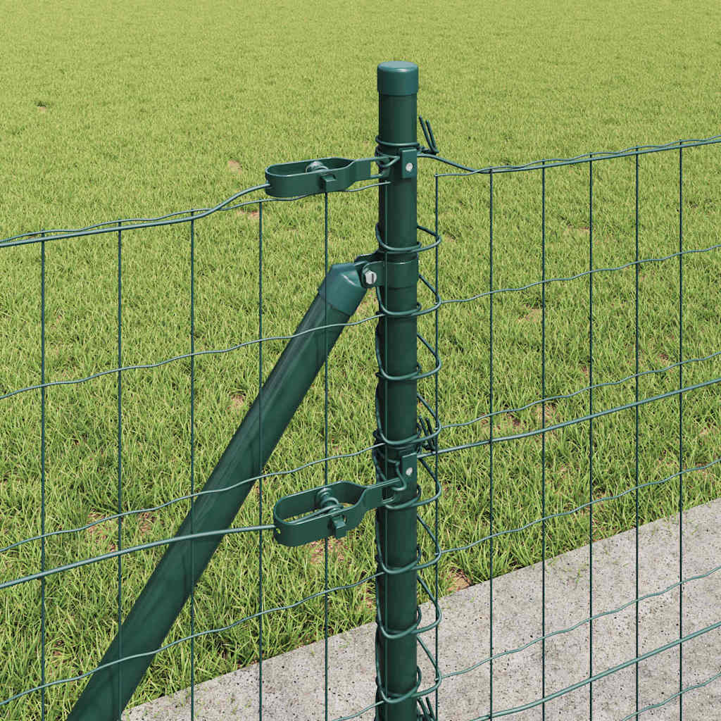 Zaun mit Pfosten Grün 0,6 x 25 m Stahl und PVC