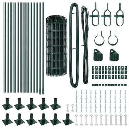 Zaun mit Pfosten Grün 0,6 x 25 m Stahl und PVC