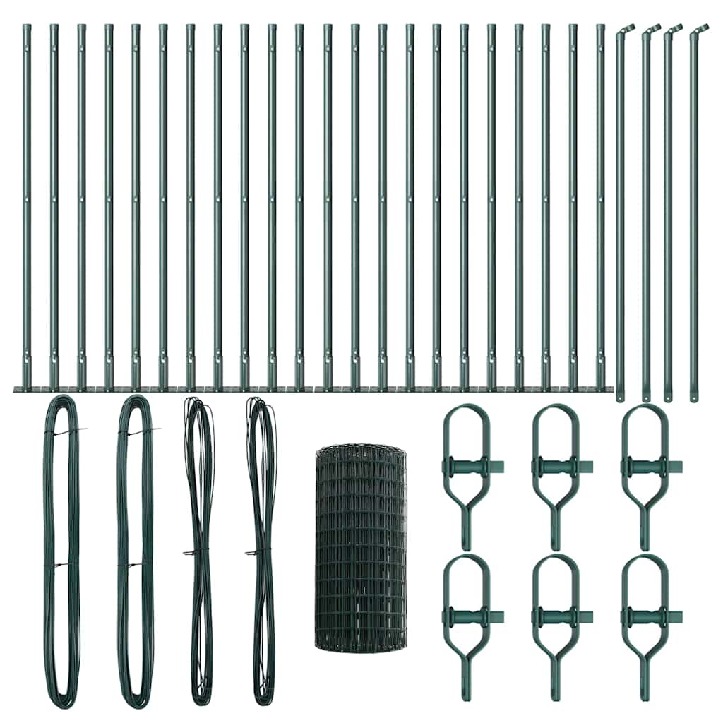 Zaun mit Pfosten Grün 0,6 x 50 m Stahl und PVC