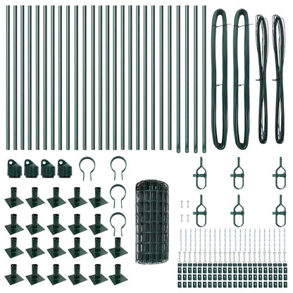 Zaun mit Pfosten Grün 0,4 x 50 m Stahl und PVC