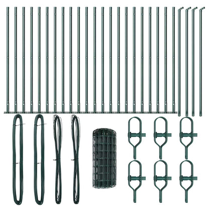 Zaun mit Pfosten Grün 0,6 x 50 m Stahl und PVC