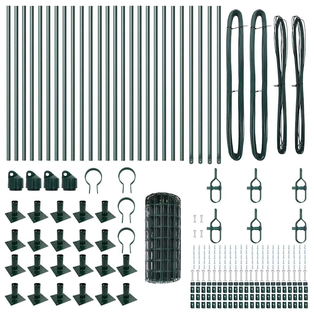Zaun mit Pfosten Grün 0,6 x 50 m Stahl und PVC