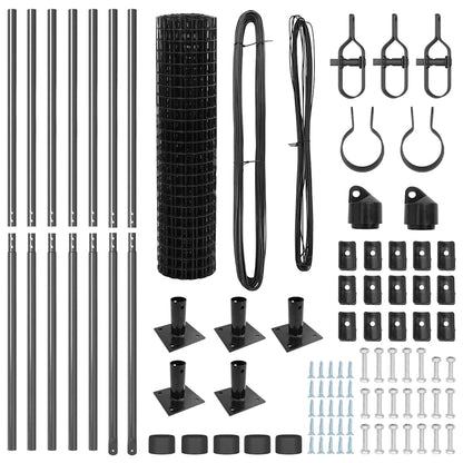 Zaun mit Pfosten Grau 0,8 x 10 m Stahl und PVC